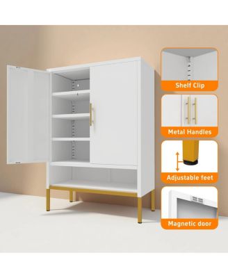 40" Tall 2-Door Metal 7-Tier Hidden Shoe Organizer Cabinet
