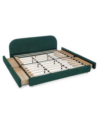 Streamdale King Size Upholstered Bed Frame with Curved Headboard & Drawer Storage