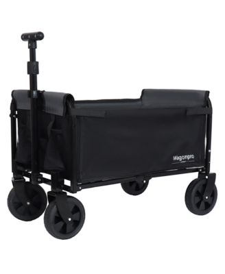 Collapsible Wagon Cart - Heavy Duty Utility Cart with Bench Seat, Storage Compartment and Included Dog Tether for Groceries