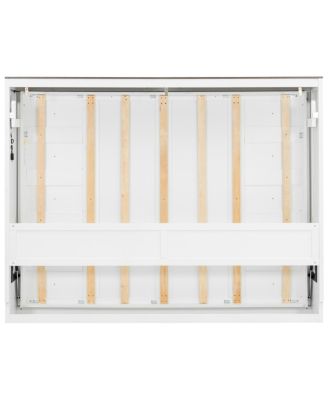 Full Size Murphy Bed with LED Light, Foldable Cabinet