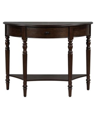 Farmhouse Half Moon Console Table with Drawer & Shelf