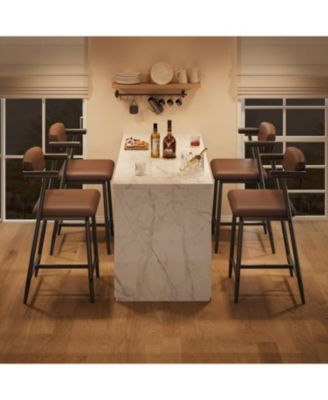 Bar Stools Set of 2 26.5inch Upholstered Counter Height Bar Stools for 2 with Armrest Wider Thickened Cushion Bar Chairs with Backrest