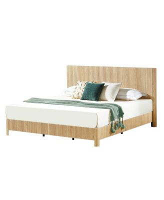  Rustic Oak King Bed Frame with Curved Profile