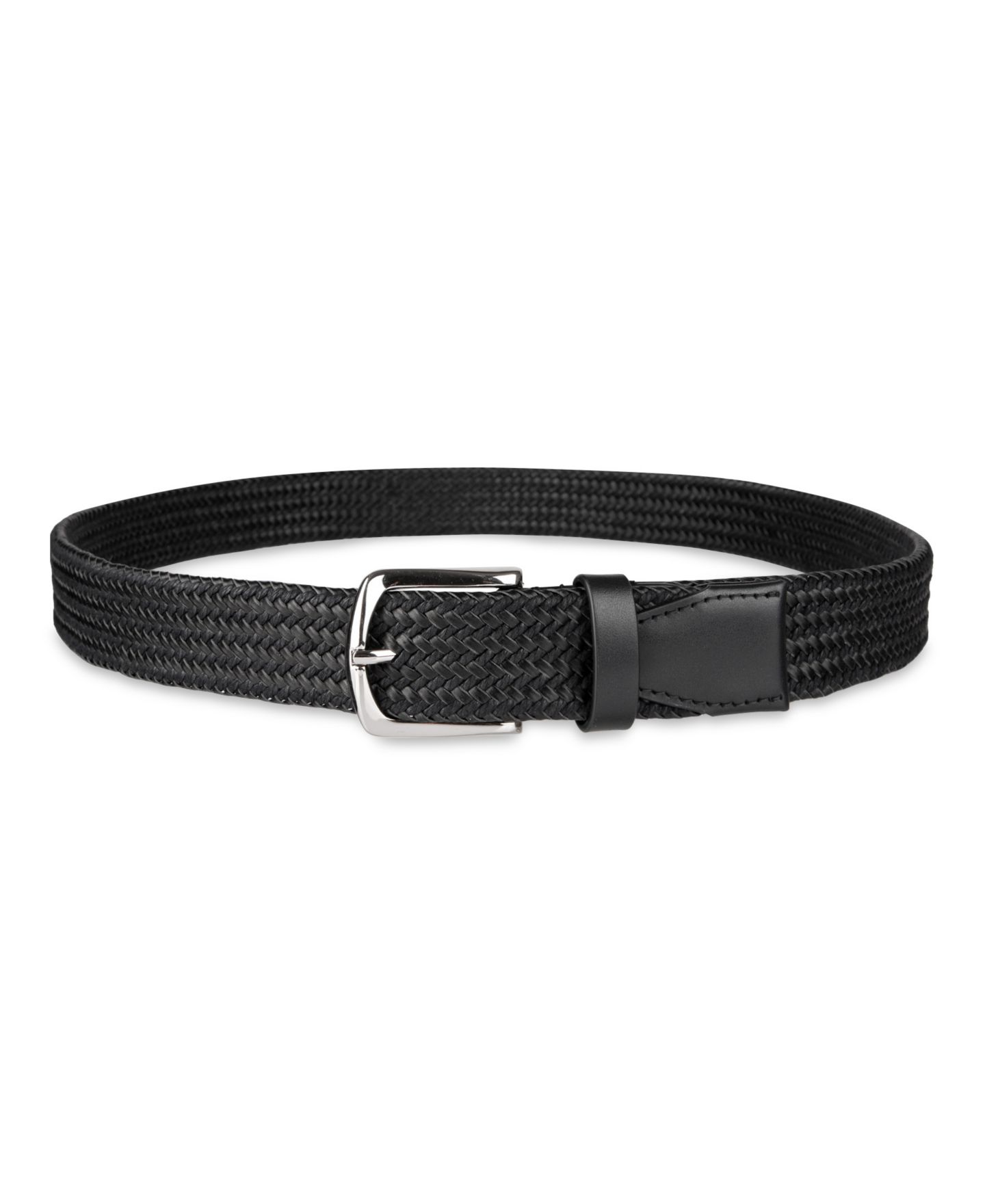Мужской ремень Cole Haan Fully Adjustable Leather Braided Belt, цвет: Чёрный — фото 4