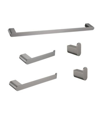 5- Piece Bathroom Accessories Set, Stainless Steel Bathroom Hardware Set, Bath Towel Bar, Towel Hooks and Towel Racks (Gunmetal)