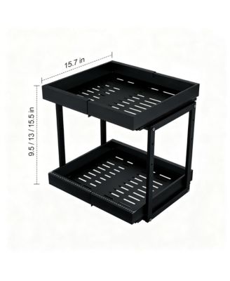 Adjustable Width & Height Cabinet Organizer with Smooth Sliding Drawers