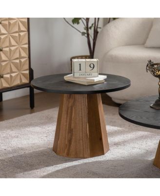 Round Coffee Table - Sturdy Wooden Tea Table for Living Room
