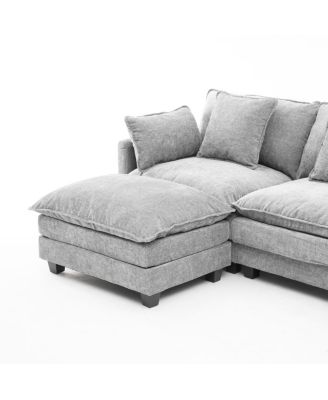 3-Seat Sectional Sofa with Storage Ottoman for Living Room