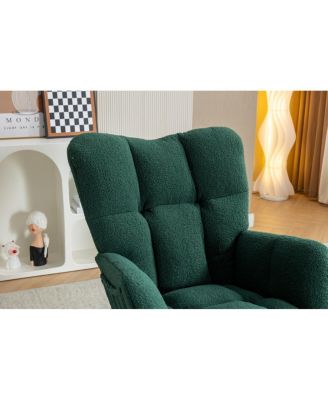 Teddy Fabric Leisure Rocking Chair with Adjustable Footstool