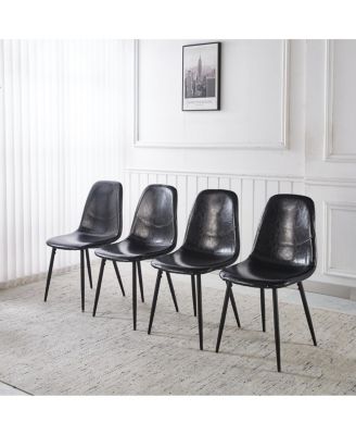 5pcs Dining Set, Metal Leg Table, Mid-century MDF Top, Pedestal Table