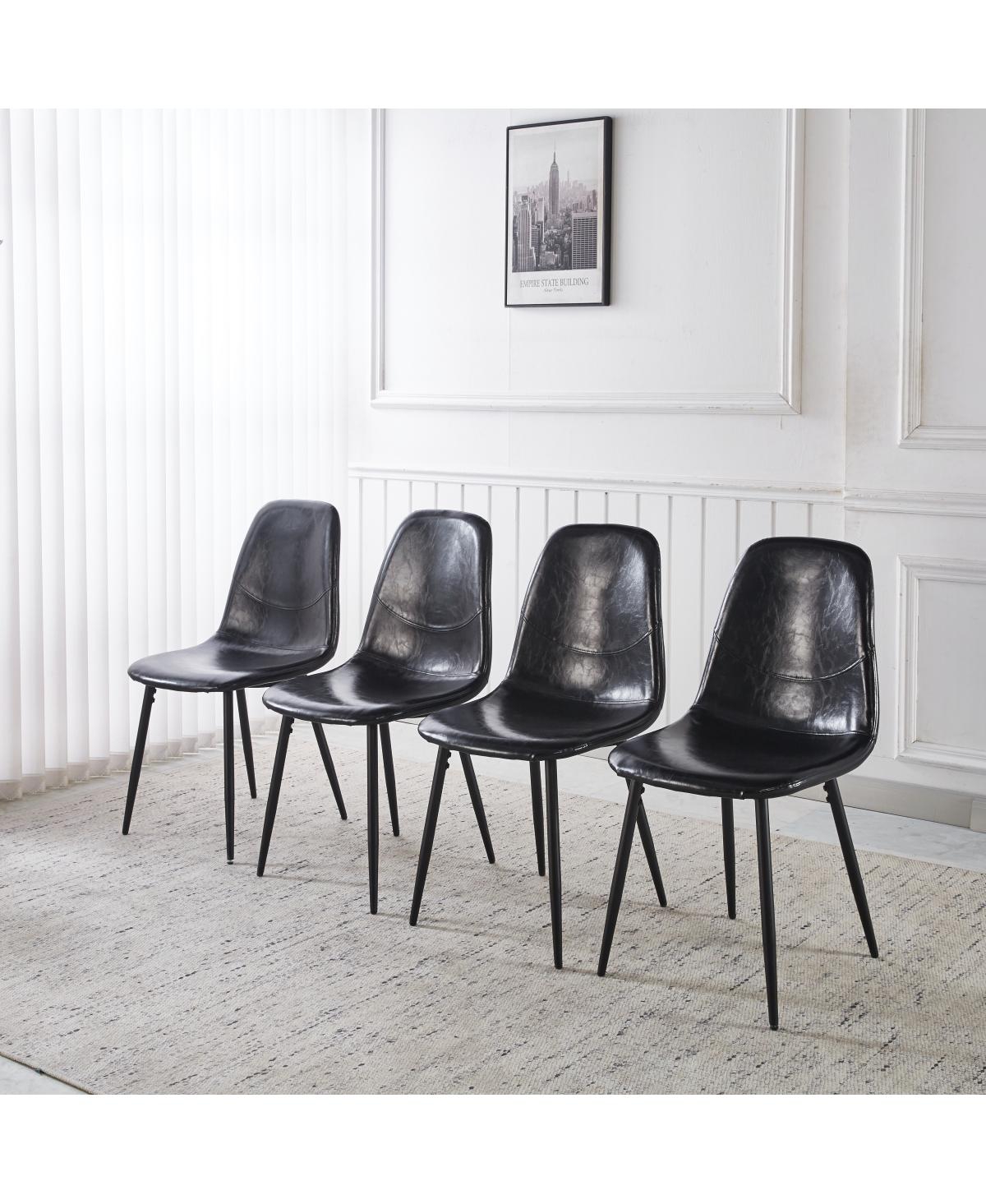 Streamdale Furniture 5pcs Dining Set, Metal Leg Table, Mid-century Mdf Top, Pedestal Table