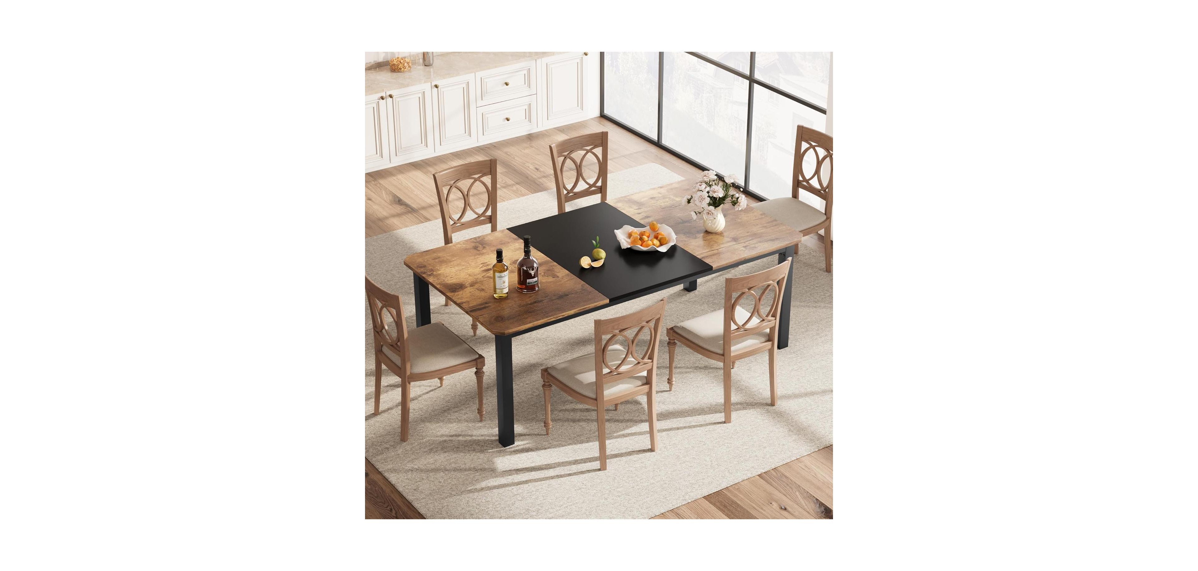 gaomon 78.7 Inch Long Rectangle Dining Table for 6-8 People Industrial Wood Dinner Table