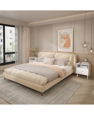 Modern White Nightstand with Drawer & Open Shelf, Bedside Table