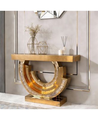 Crushed Diamond Mirrored Console Table