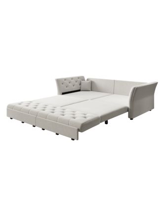 Sofa Bed with Handmade Fabric Flower Design.