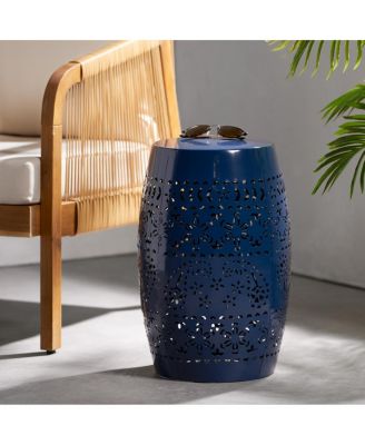 Transitional Barrel-Shaped Metal Side Table
