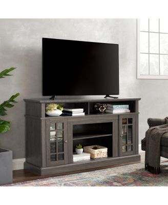 Classic TV Media Stand, Dark Walnut/Black, 58.25"W