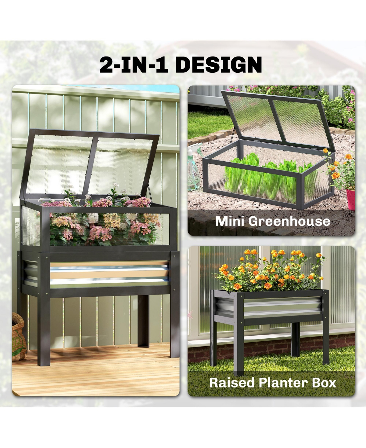 Outsunny Raised Garden Bed with Flip-Up Mini house
