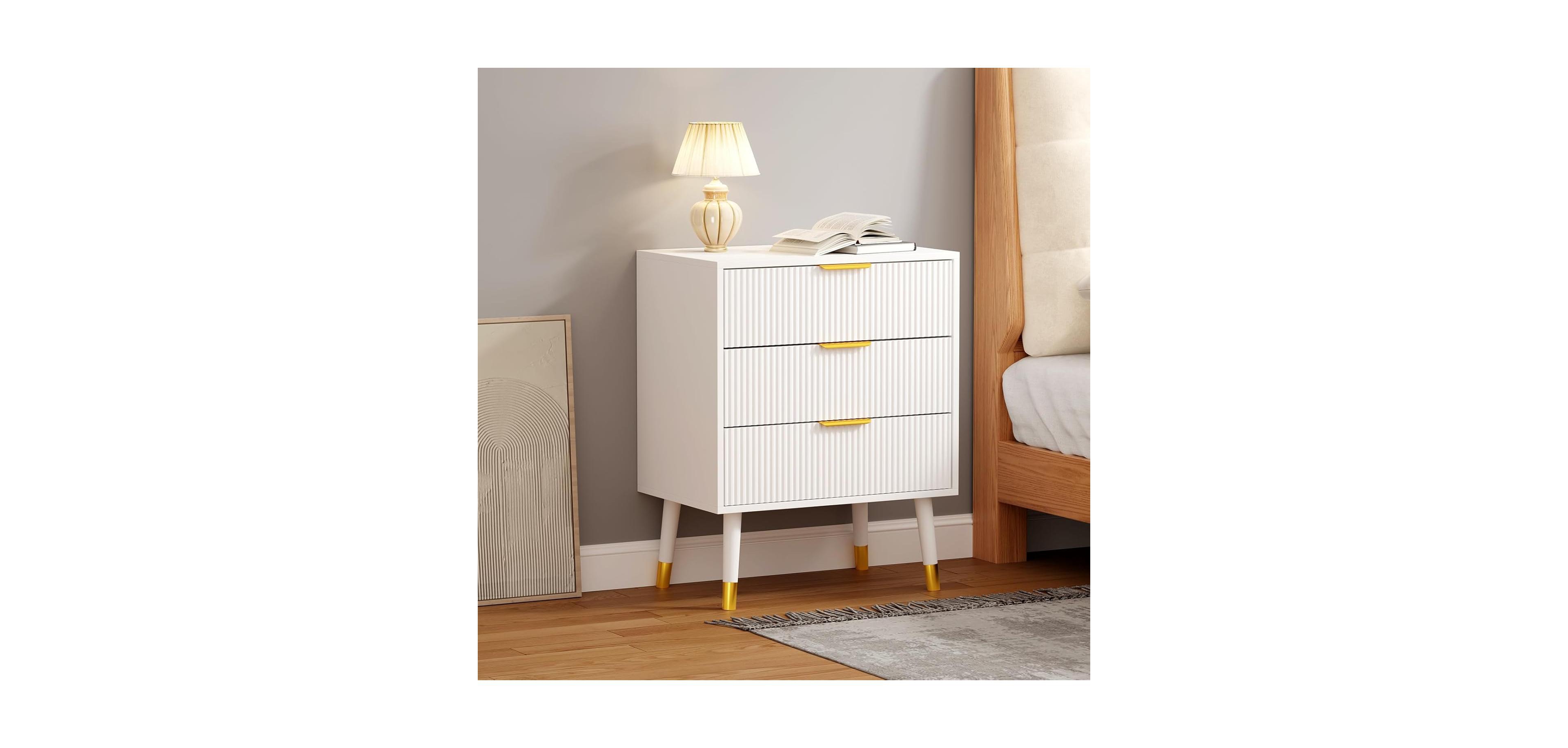 gaomon 3 Drawer Dresser for Bedroom, Modern Nightstand with Wide Top, Chest of Drawers with Deep Drawers, Wooden Dresser, Side Table for Hallway