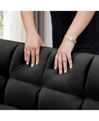 65-inch 3-in-1 foldable velvet sofa bed with adjustable back and pillows