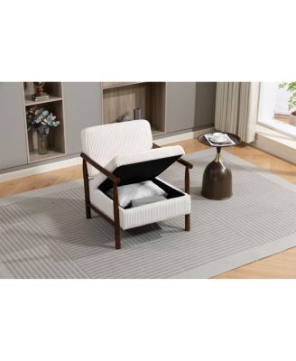 Storage Chair, Wood Frame Mid Century Modern Accent Chair