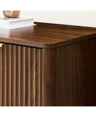 59-inch Modern Wavy Sideboard, Curved Contour 4-Door Storage Cabinet, Walnut