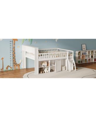 Loft Bed with Storage, Headboard with LED Light.