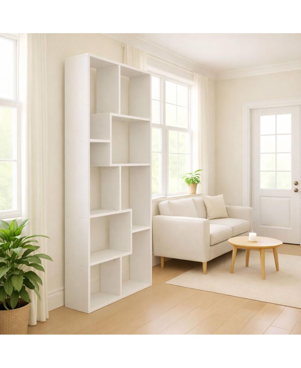 Streamdale Furniture 5 Tier Wood Asymmetrical Display Shelf & Bookcase