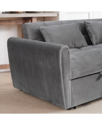65-inch 3-in-1 Foldable Sofa Bed, Modern Velvet Double Sofa with Adjustable Back