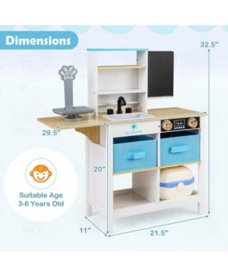 Wooden Doctor Office Playset Medical Center Toy with Blackboard