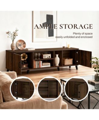 Dark Oak Manufactured Wood 71-Inch Wide TV Console Cabinet