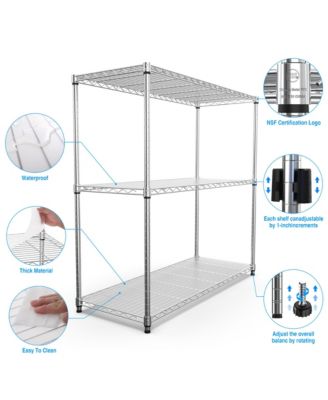 3 Tier Wire Shelving Unit, Heavy Duty Metal Rack, Adjustable Shelves Organizer Rack with Shelf Liners, 1050 LBS Capacity for Garage - Chrome