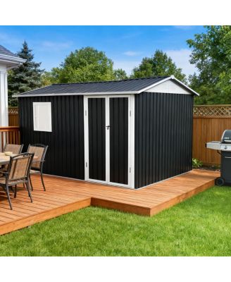 9.5 x 6.7 FT Metal Garden Shed for Patio Backyard Tools House Storage