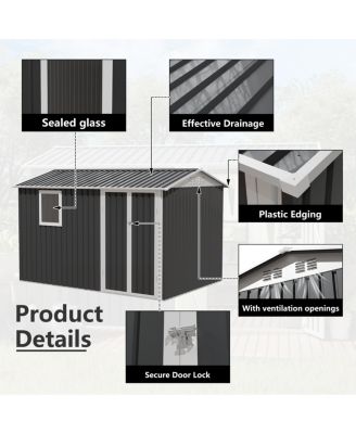 9.5 x 6.7 FT Metal Garden Shed for Patio Backyard Tools House Storage