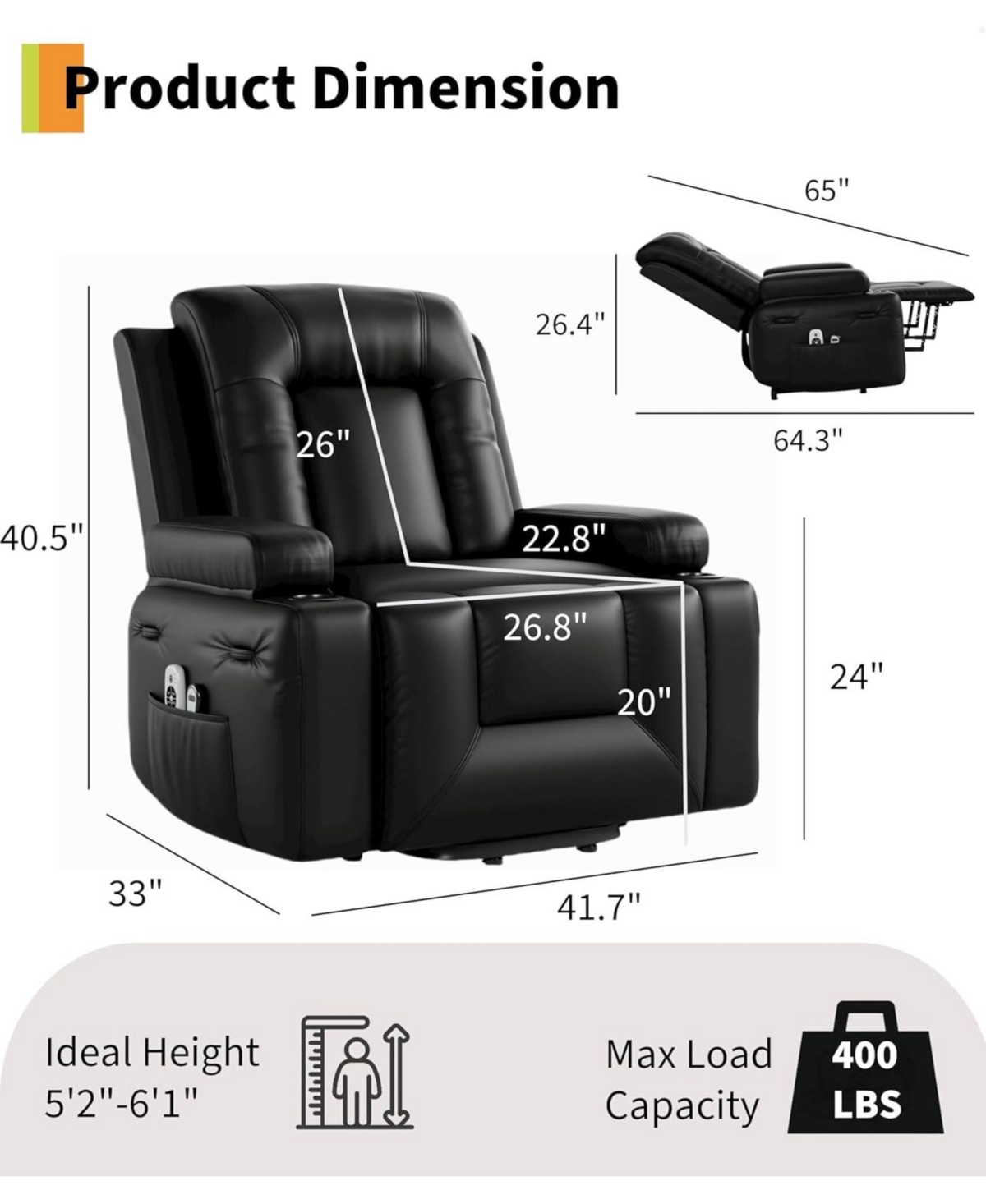 gaomon Oversized Power Lift Recliner Chair - Heat and Massage