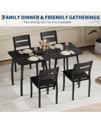 Small Dining Table Set for 4 5-Piece Kitchen Table and 4 Cushioned Chairs Space-Saving Dining Set for Small Spaces Apartment Kitchen
