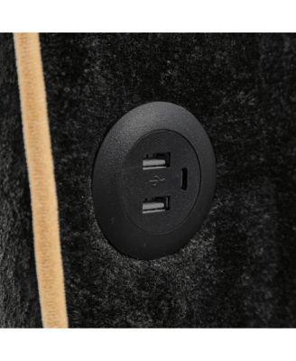 Chenille Pull Out Sofa Bed with Adjustable Backrest & Charging Ports