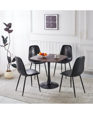 5pcs Dining Set, Metal Leg Mid-century Table for 4-6 People