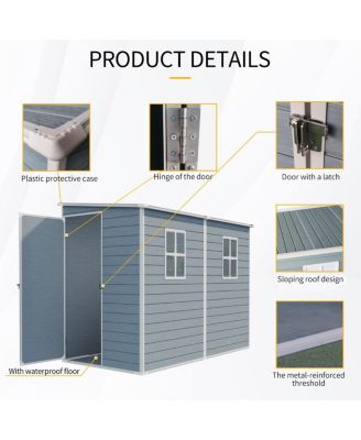 4x8ft Outdoor Resin Storage Shed with Two-Window, Waterproof, Lockable Doors