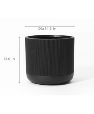 14.8-Inch Round Stripes MgO Planter