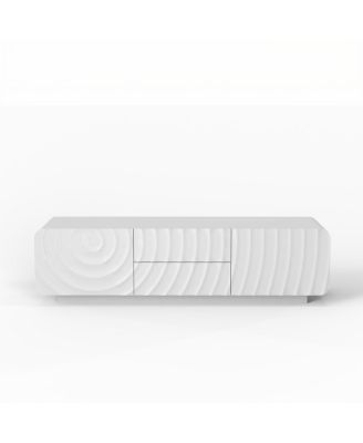 58" TV Console with Spiral Wave Design, Storage Cabinet & 2 Drawers