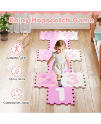 9-Piece Interlocking Foam Puzzle Floor Mat with Marker Discs