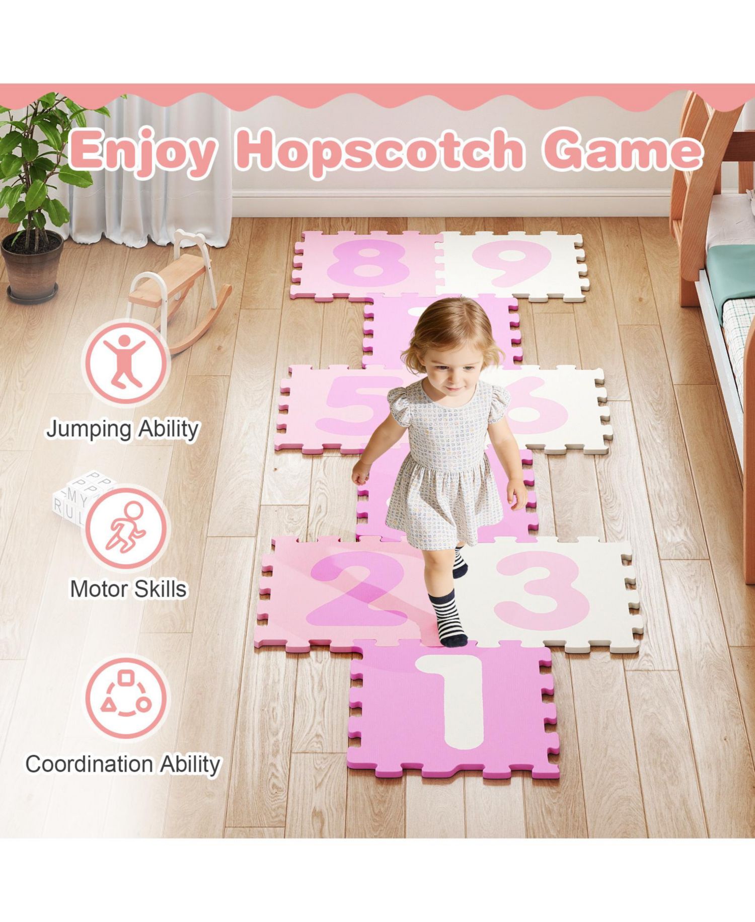 Interlocking Foam Puzzle Floor Mat, 9-Piece Set