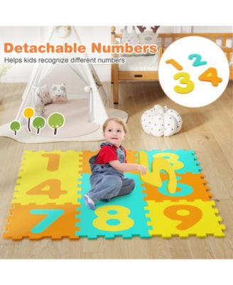 9-Piece Interlocking Foam Puzzle Floor Mat with Marker Discs