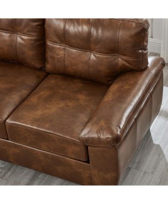 Modern Faux Leather 3-Seater & Loveseat Sofa with Storage