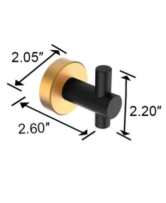 2-Pack Round Base Wall Hanging Hook, Stainless Steel Clothes Hook for Bathroom, Kitchen and Bedroom - Black+Gold