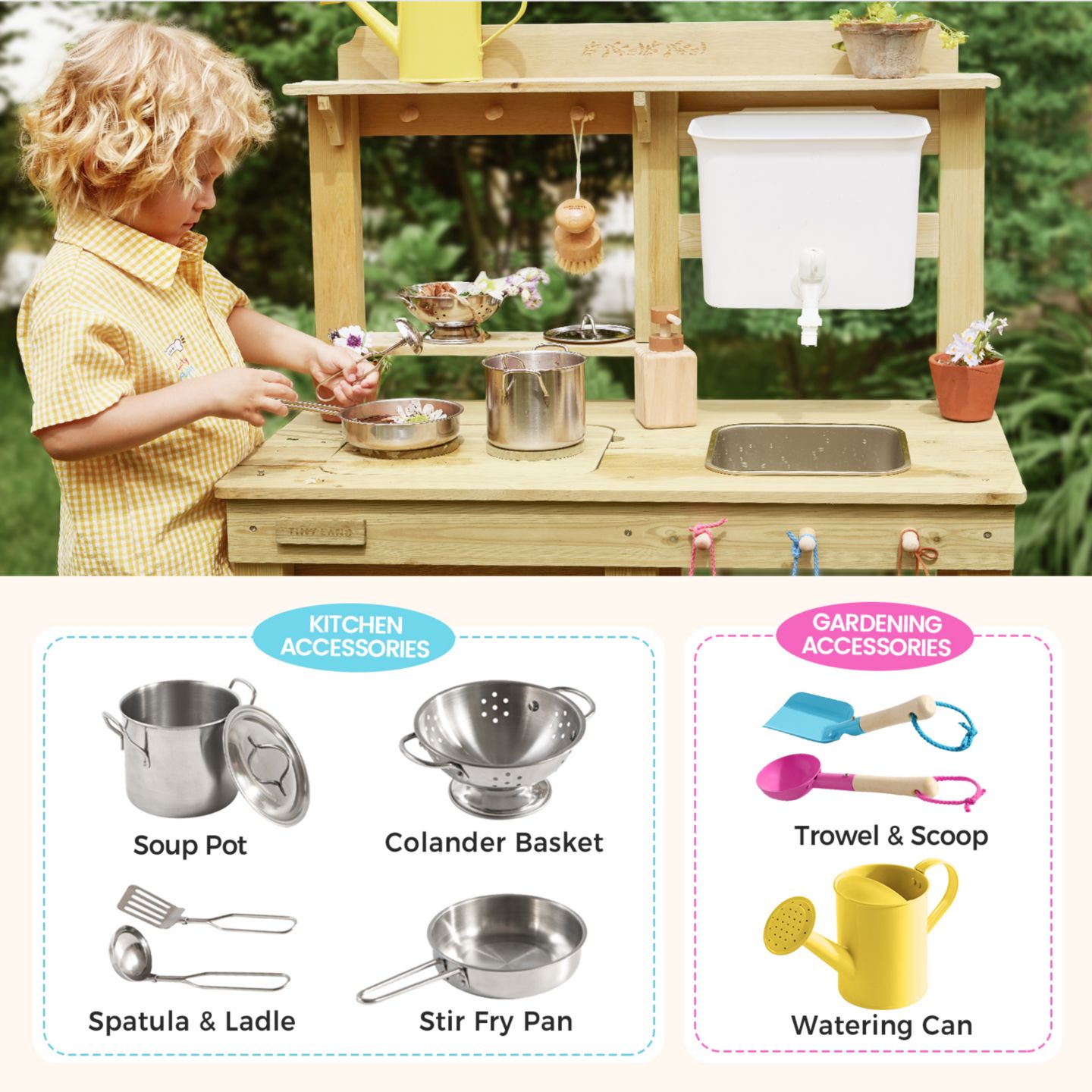Детская игрушка Tiny Land Mud Kitchen - DuoPlay Outdoor Play Kitchen for Kids — фото 5