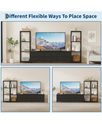 88.9  TV Stand for 75 Inch TV, Entertainment Center with Fabric Drawers & 4-Tier Open Shelves, Modern Media Console