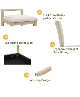 47.3" Round Dining Set with 4 Upholstered Chairs -