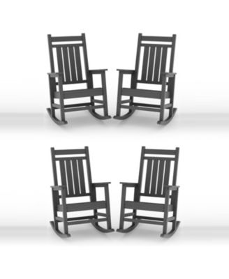 1 Piece Outdoor Rocking Chair, All-Weather Patio Rocking Chairs for Porch, Outdoor Patio Rockers with High Back & Wide Seat for Garden